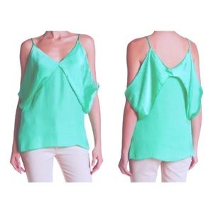 Cloud Sleeve Cami Vanity Room Medium Cold Shoulder Cool Breezy V Necks Green NWT